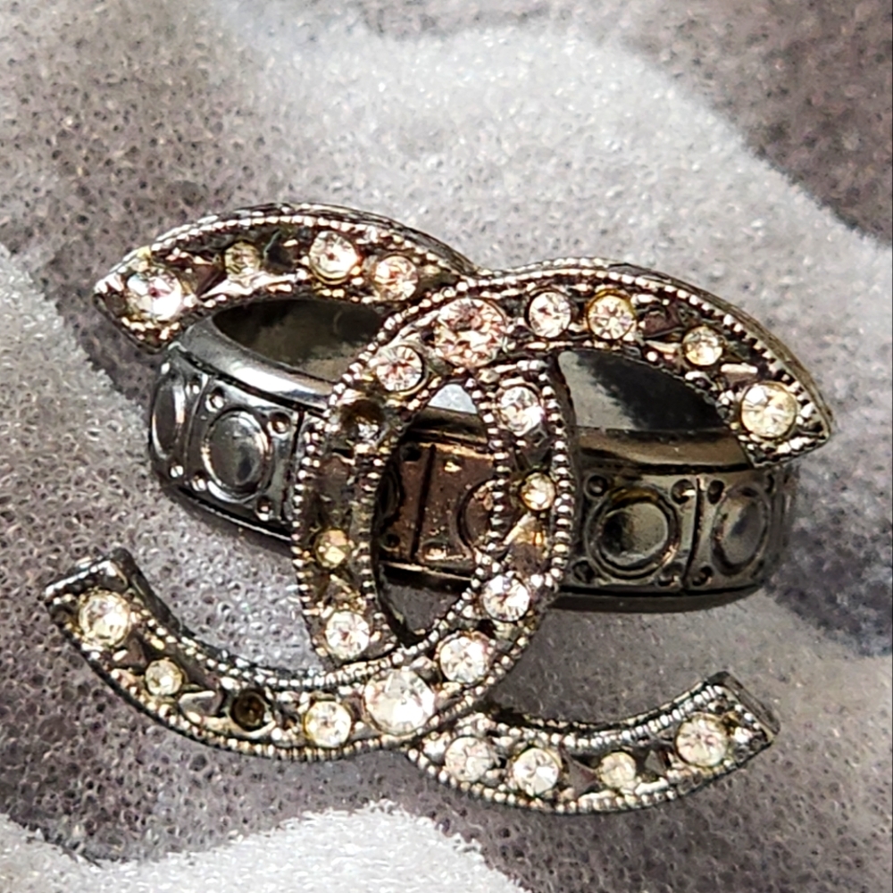 Chanel Strass CC Cocktail Ring, Size 53